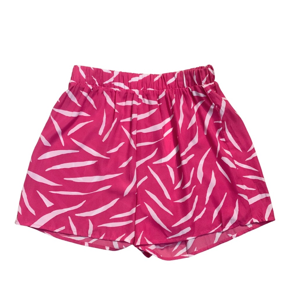 2/$30 Tropical Print Pink High Waist Shorts Small Maximalism Resortwear Dopamine